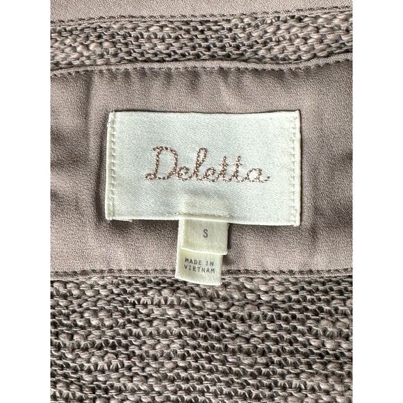 Deletta Anthropologie Top Womens Small Nubby Circle Sweater Tee Cozy Neutral - Picture 6 of 9